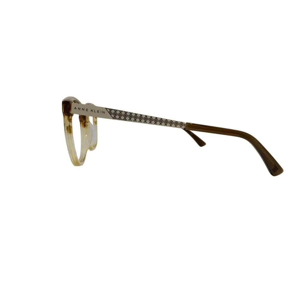 Anne Klein Translucent Honey Amber Round Acetate Glasses